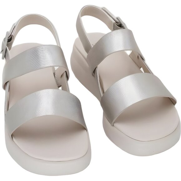 Naturalizer Coast Slingback Wedge Sandals Silver Faux Leather Women's US 8.5M - Picture 1 of 6